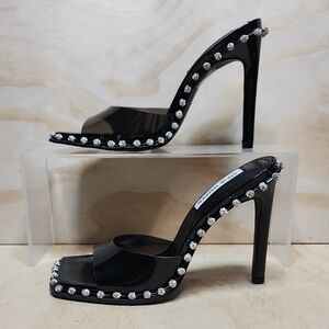 Steve Madden Zaylee Black Heels Sparkle Ball Trim Women 6.5 Pump Shoe Sandal